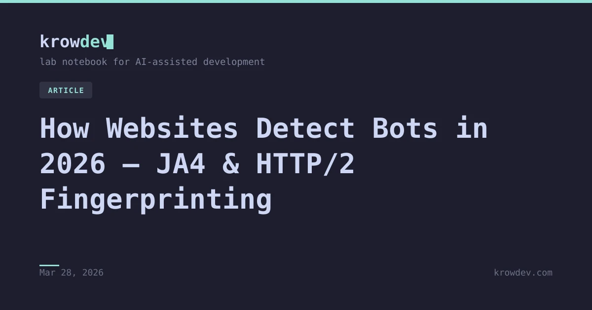 How Websites Detect Bots in 2026 — JA4 & HTTP/2 Fingerprinting — krowdev